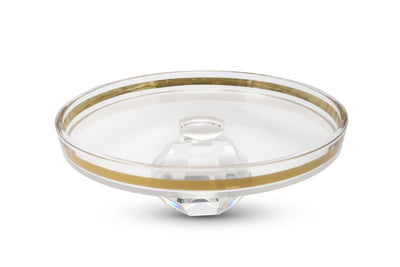 Gold Design Cake Plate with Clear Diamond Shaped Base, 13"D