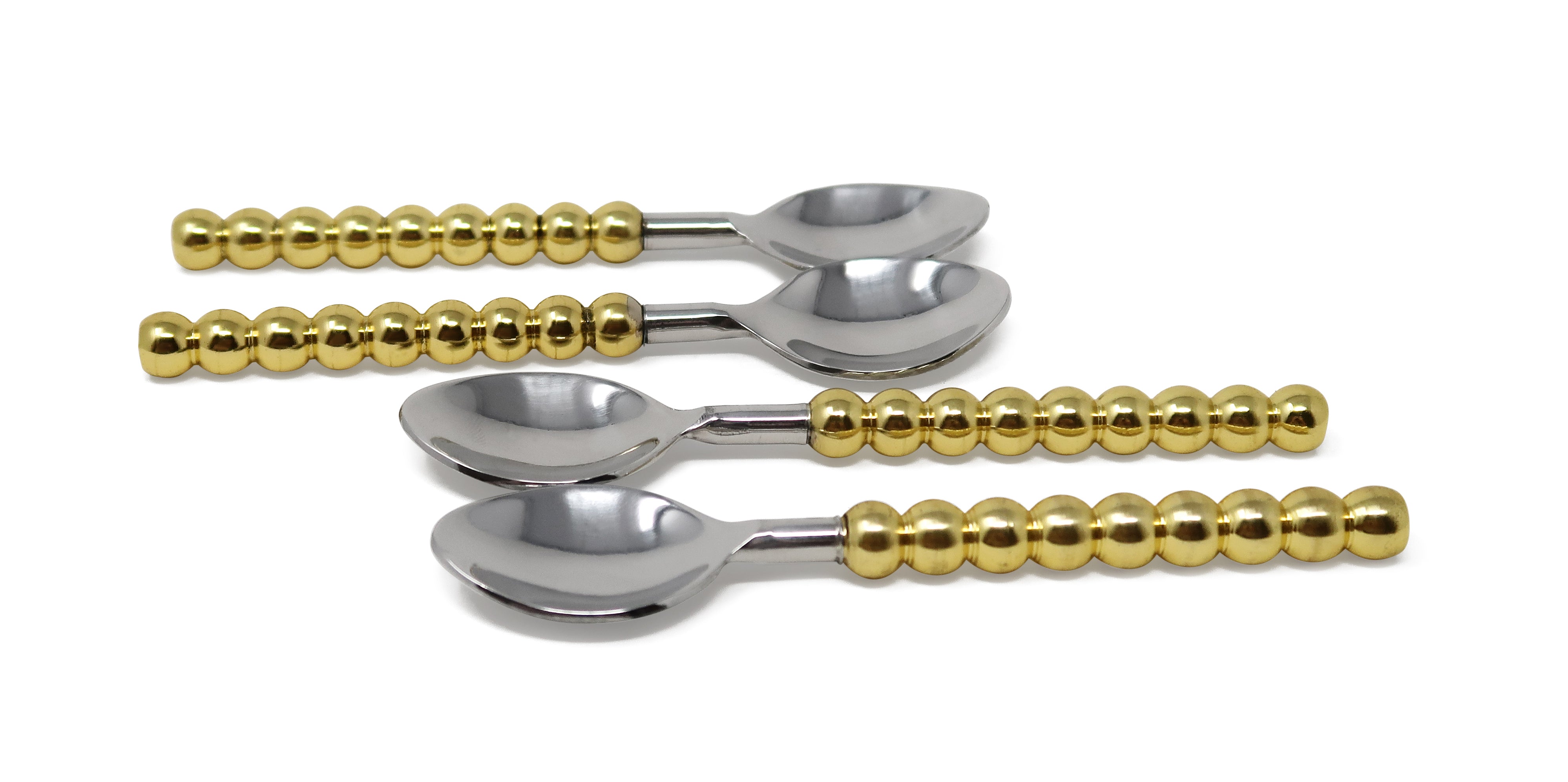 Set of 4 Gold Beaded Handles Dessert Spoons/Forks – Vivience