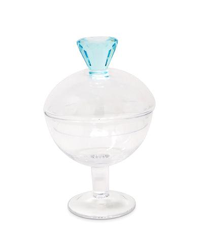 Glass Footed Jar with Colored Diamond Shaped Handle (2 sizes)