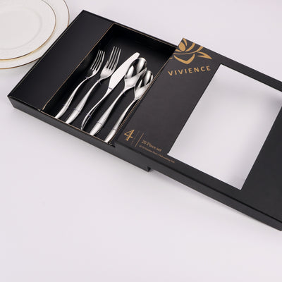 20 Pc Flatware Set with Wavy Handle (4 color options)