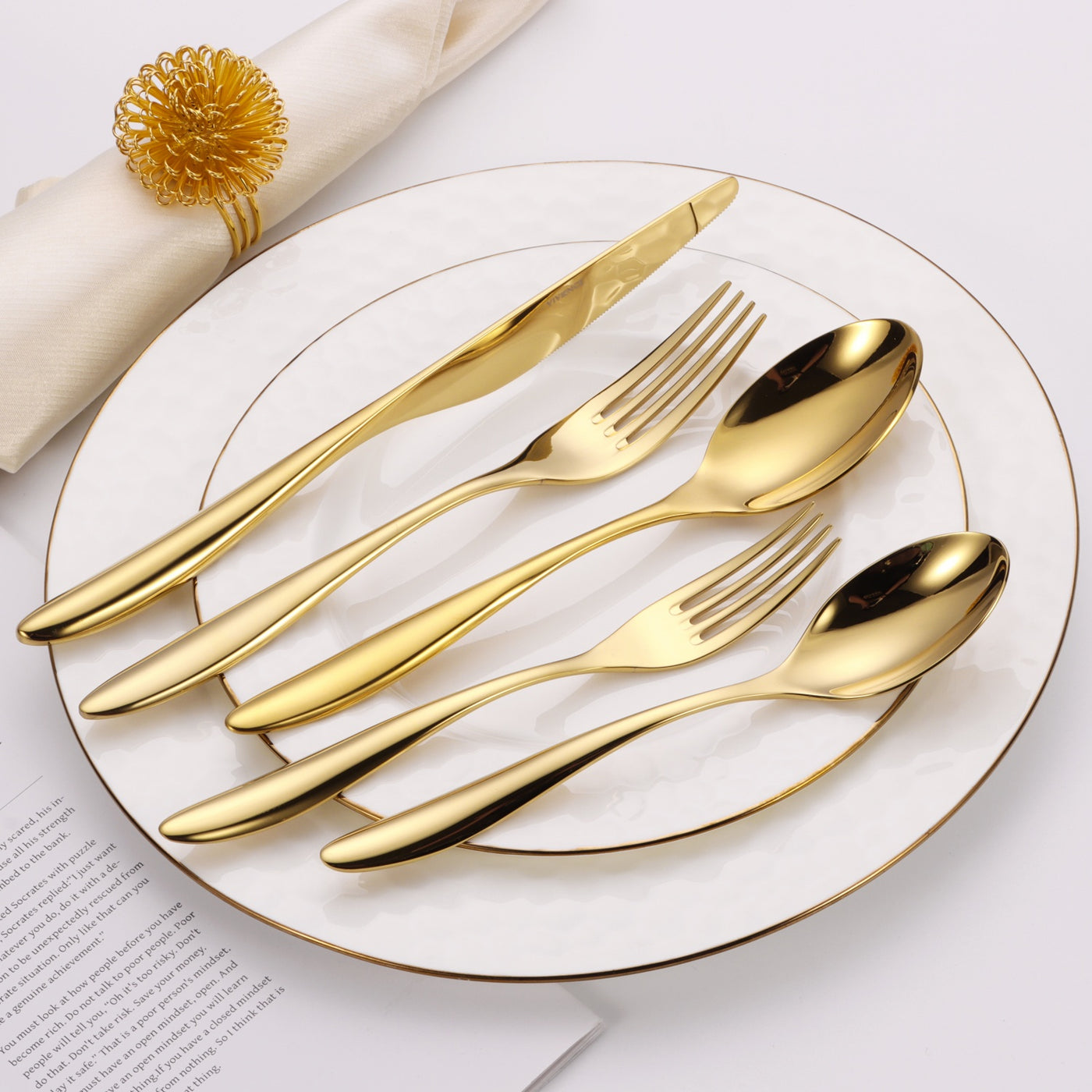 20 Pc Flatware Set with Wavy Handle (4 color options)