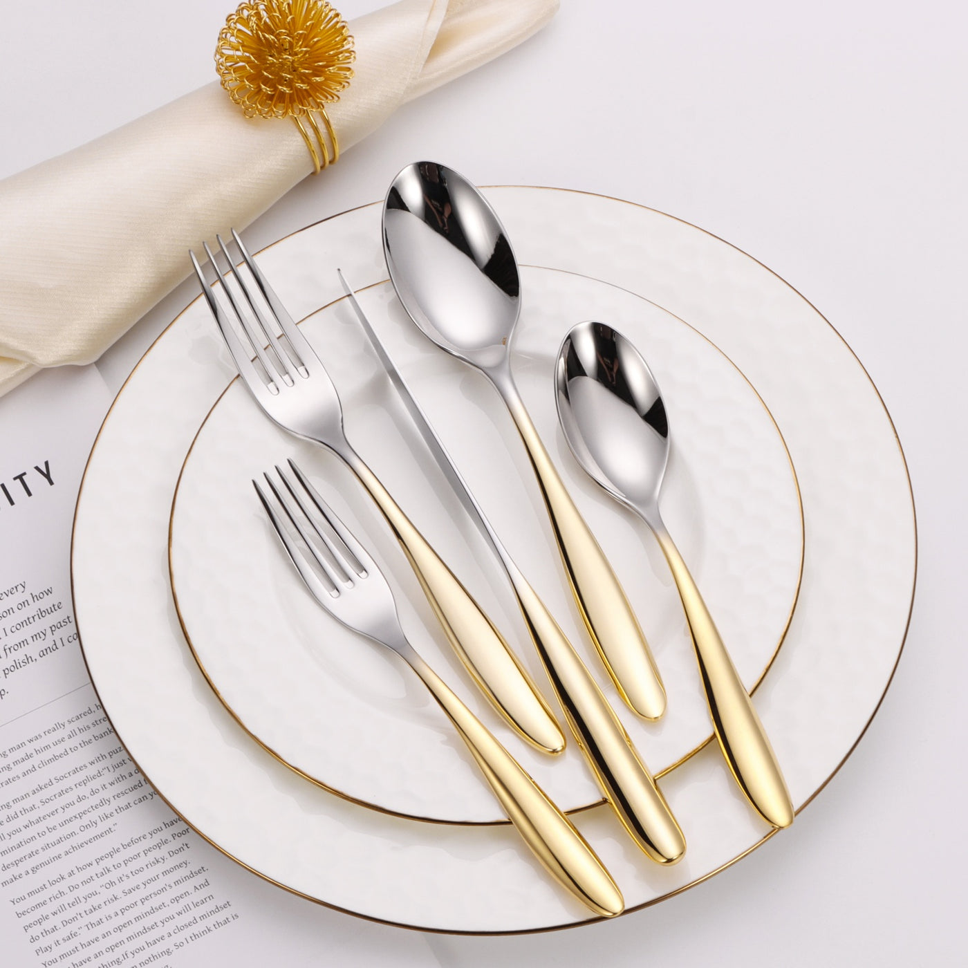 20 Pc Flatware Set with Wavy Handle (4 color options)