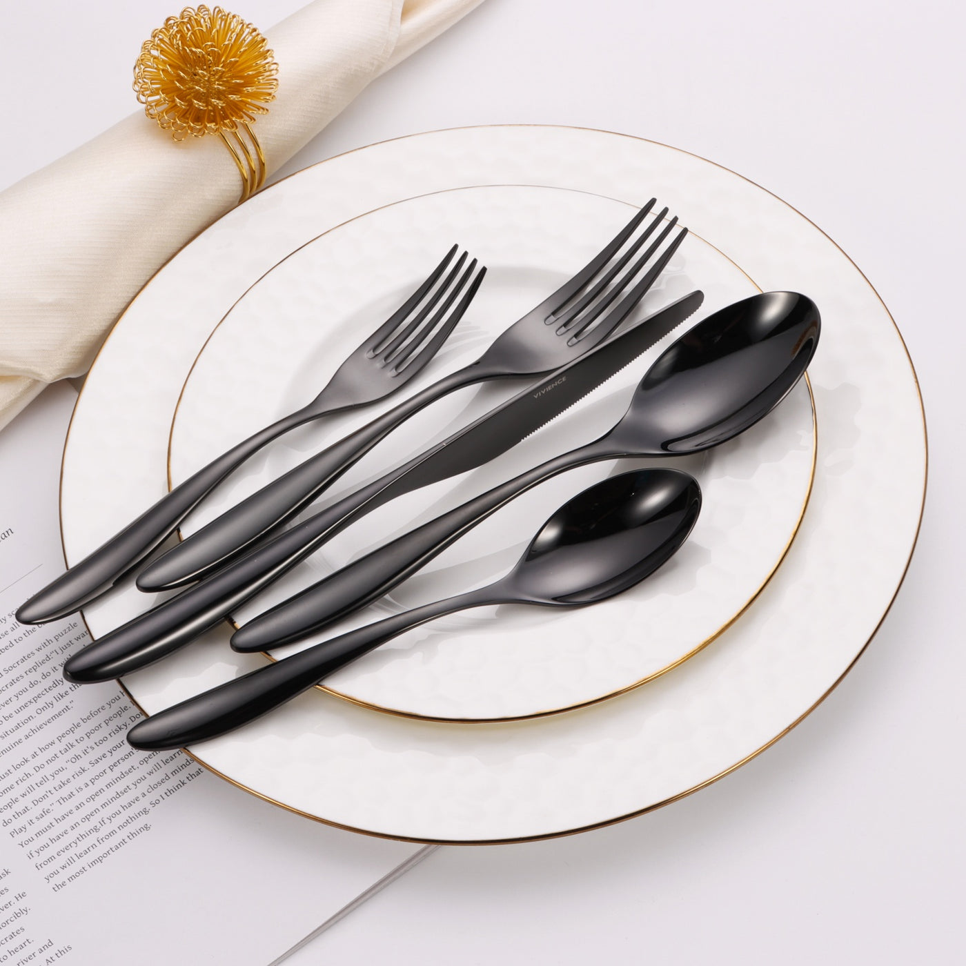 20 Pc Flatware Set with Wavy Handle (4 color options)