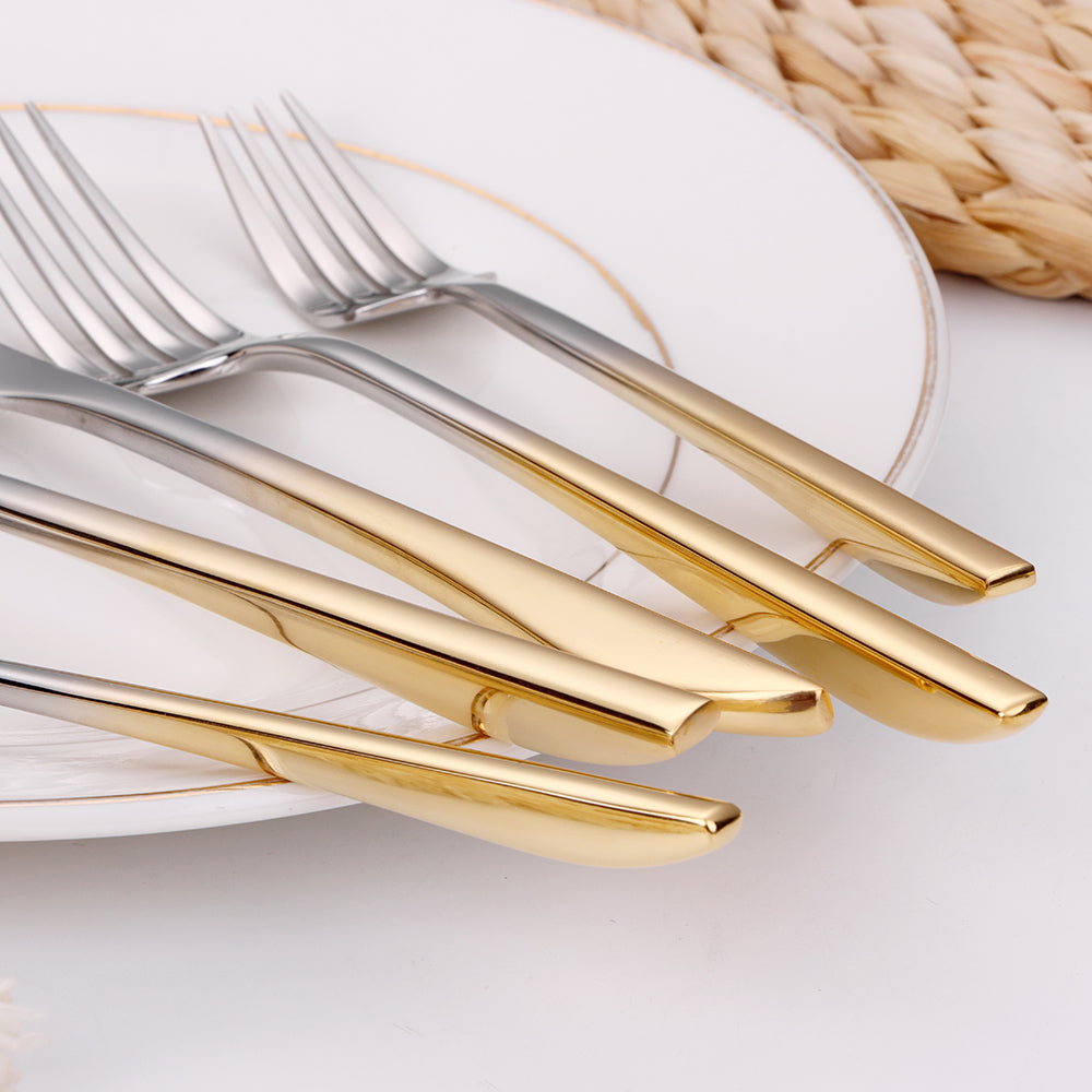 Crownex 20 Pc Flatware Set with Graduated Gold Handles, Service for 4