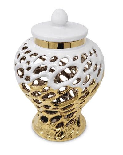 Gold and White Design Ginger Jar
