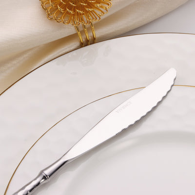 20 Pc Flatware Set Silver/Gold with Hammered Handles