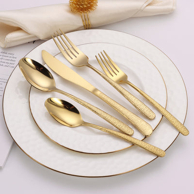 20 Pc Flatware Set Silver/Gold with Colorblock Handles