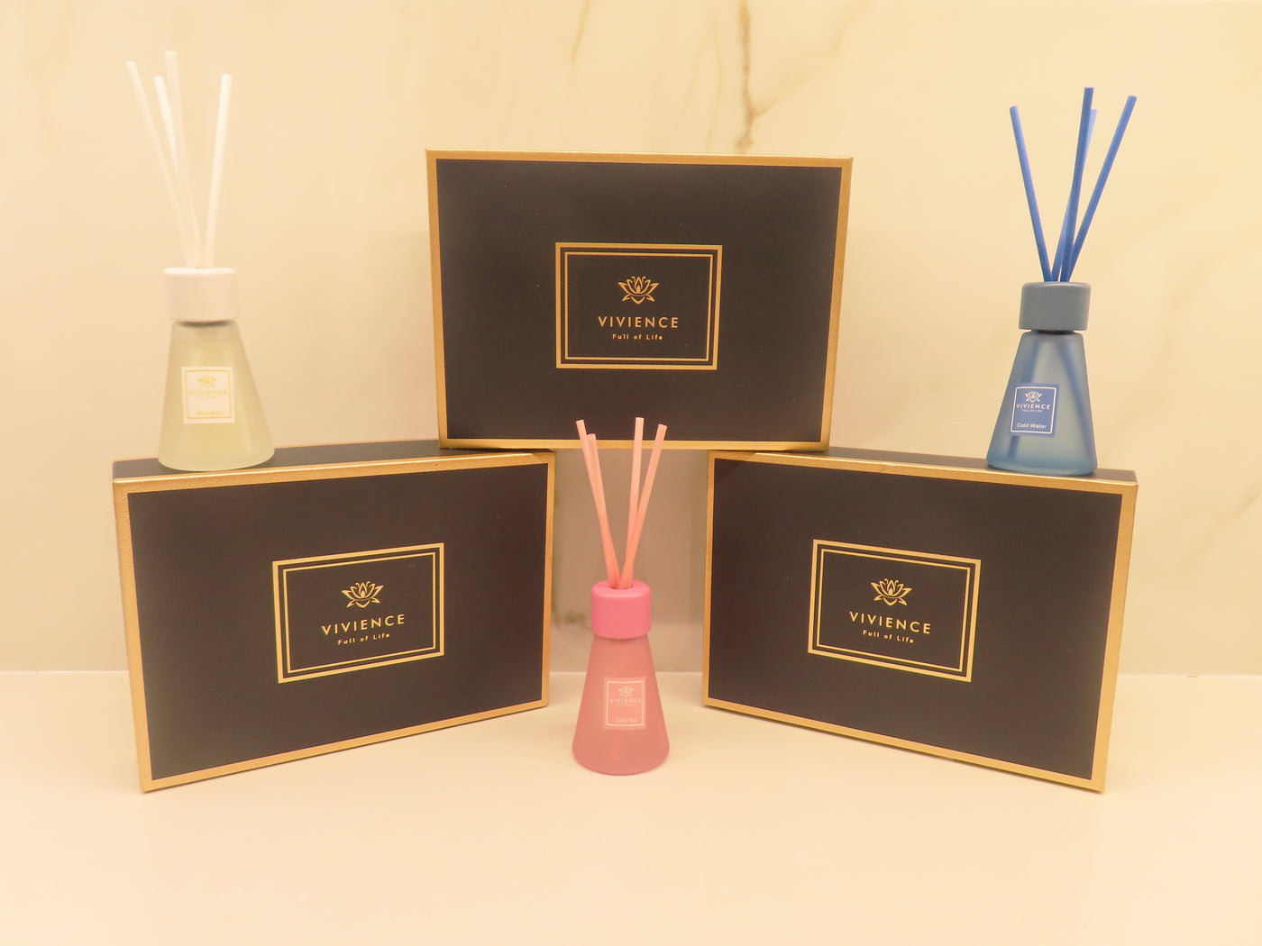 Set of 3 Cone Shaped Reed Diffusers Assorted Colors