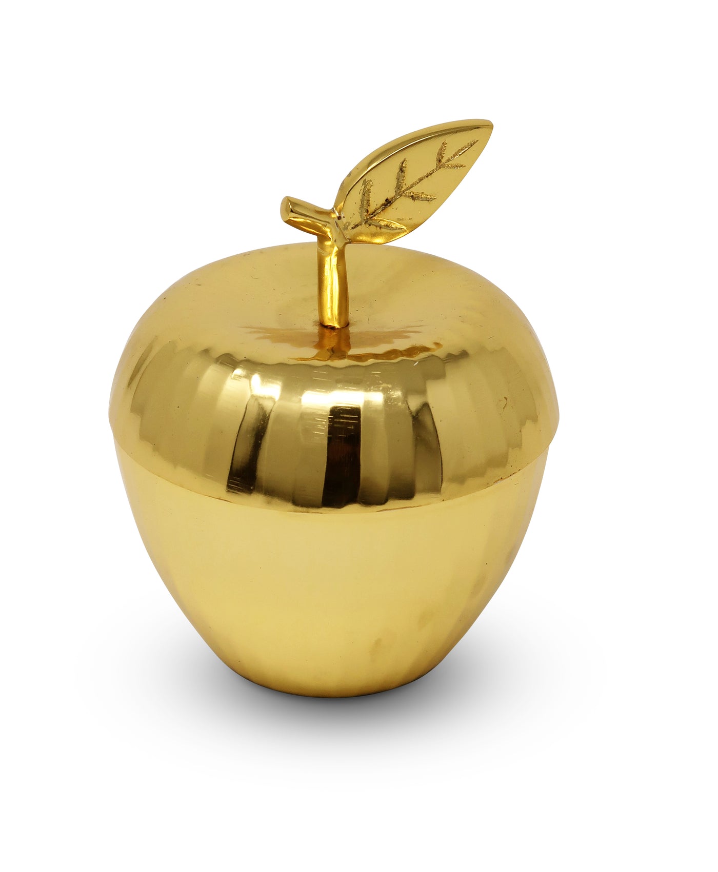 Gold Textured Apple Dish with Spoon