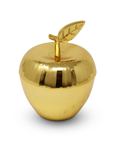 Gold Textured Apple Dish with Spoon