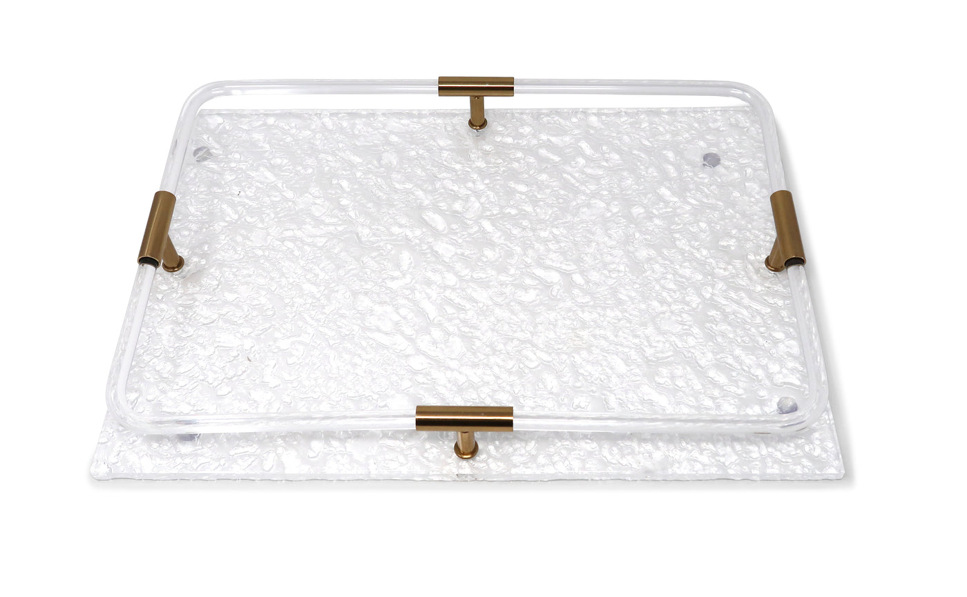 Acrylic Tray with Gold Detail on Handle, 15.75"L