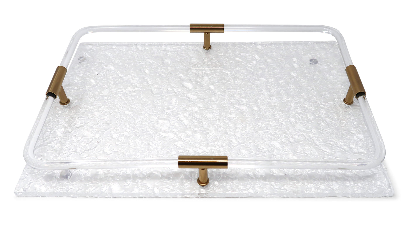 Acrylic Tray with Gold Detail on Handle, 15.75"L