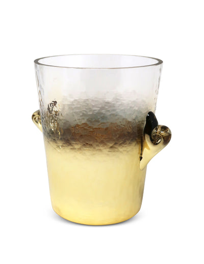 Glass Ice Bucket with Gold Decor