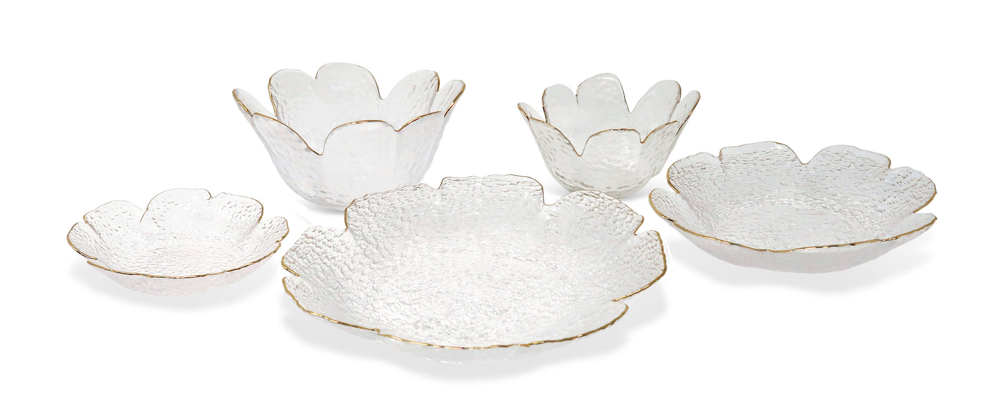 Flower Shaped Bowl with Gold Rim