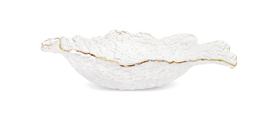 Hammered Glass Ruffled Bowl with Gold Trim (3 sizes)