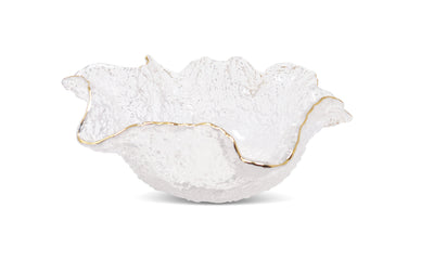 Hammered Glass Ruffled Bowl with Gold Trim (3 sizes)