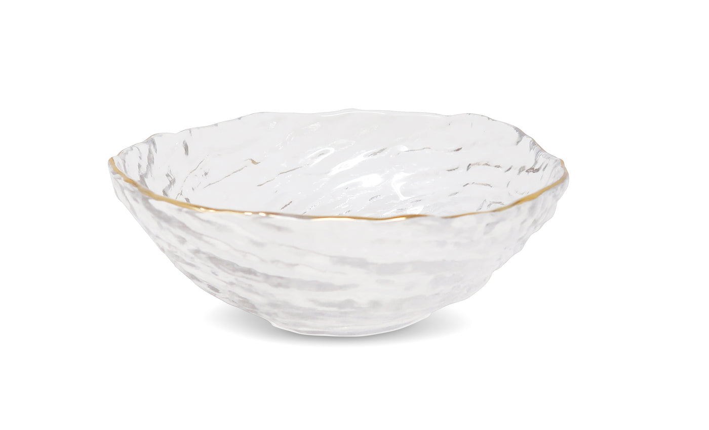 6"D Glass Bowls with Gold Trim, Set of 4