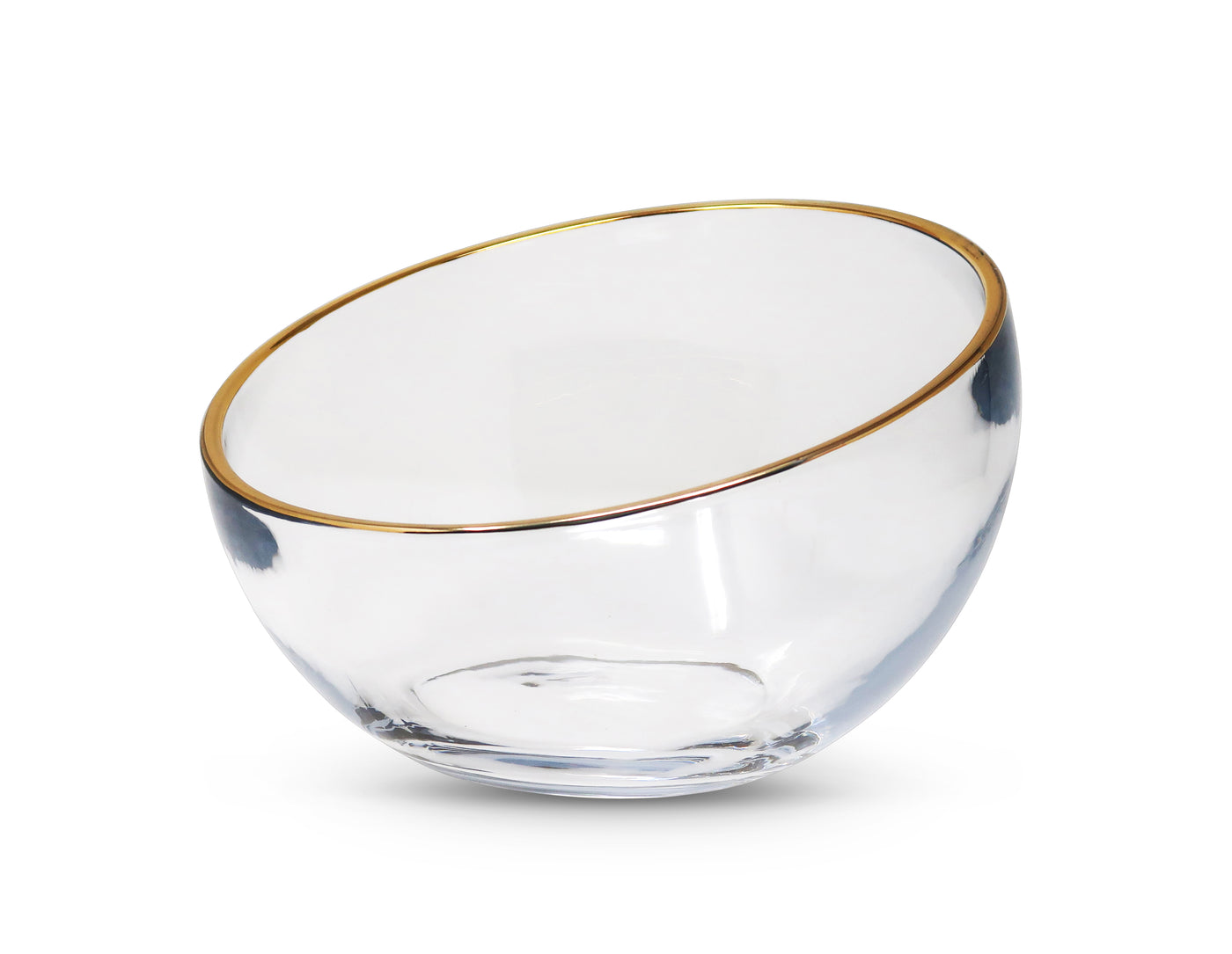 Glass Angled Salad Bowl with Gold Rim