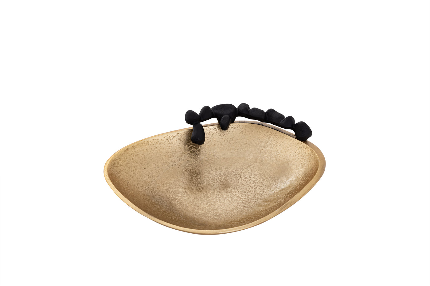 Gold Snack Bowl with Black Detail and Pebble Design