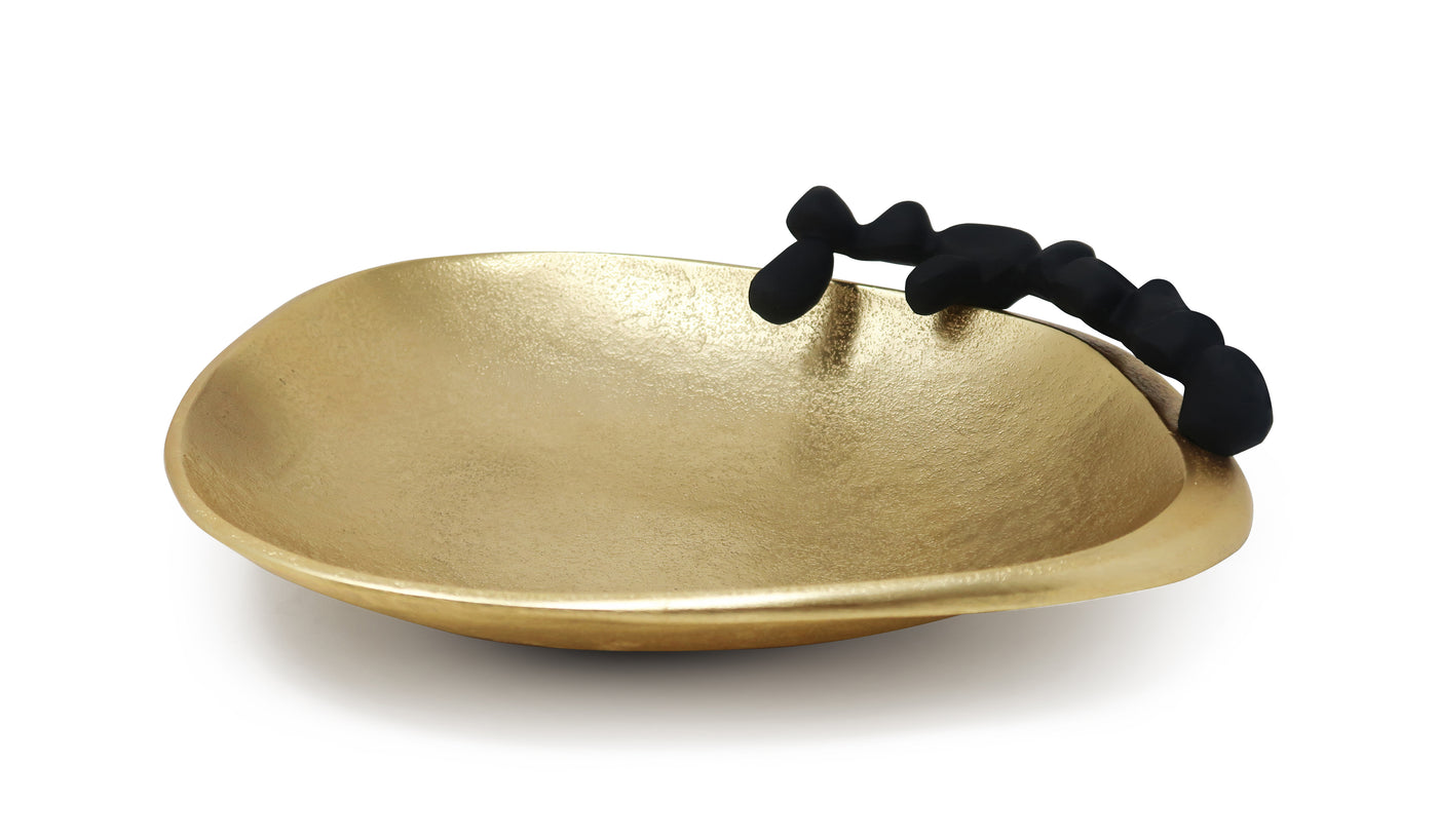 Gold Snack Bowl with Black Detail and Pebble Design