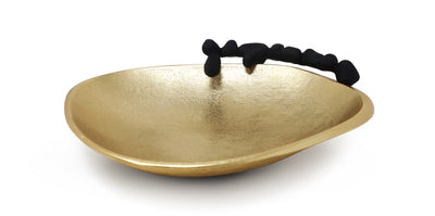 Gold Snack Bowl with Black Detail and Pebble Design