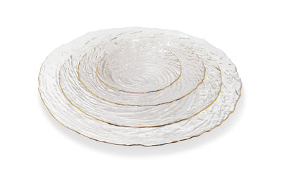 Set of 4 Glass Plates with Gold Rim