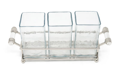 Cutlery Holder with Silver Frame and Cylinder Handles - 12.6"L