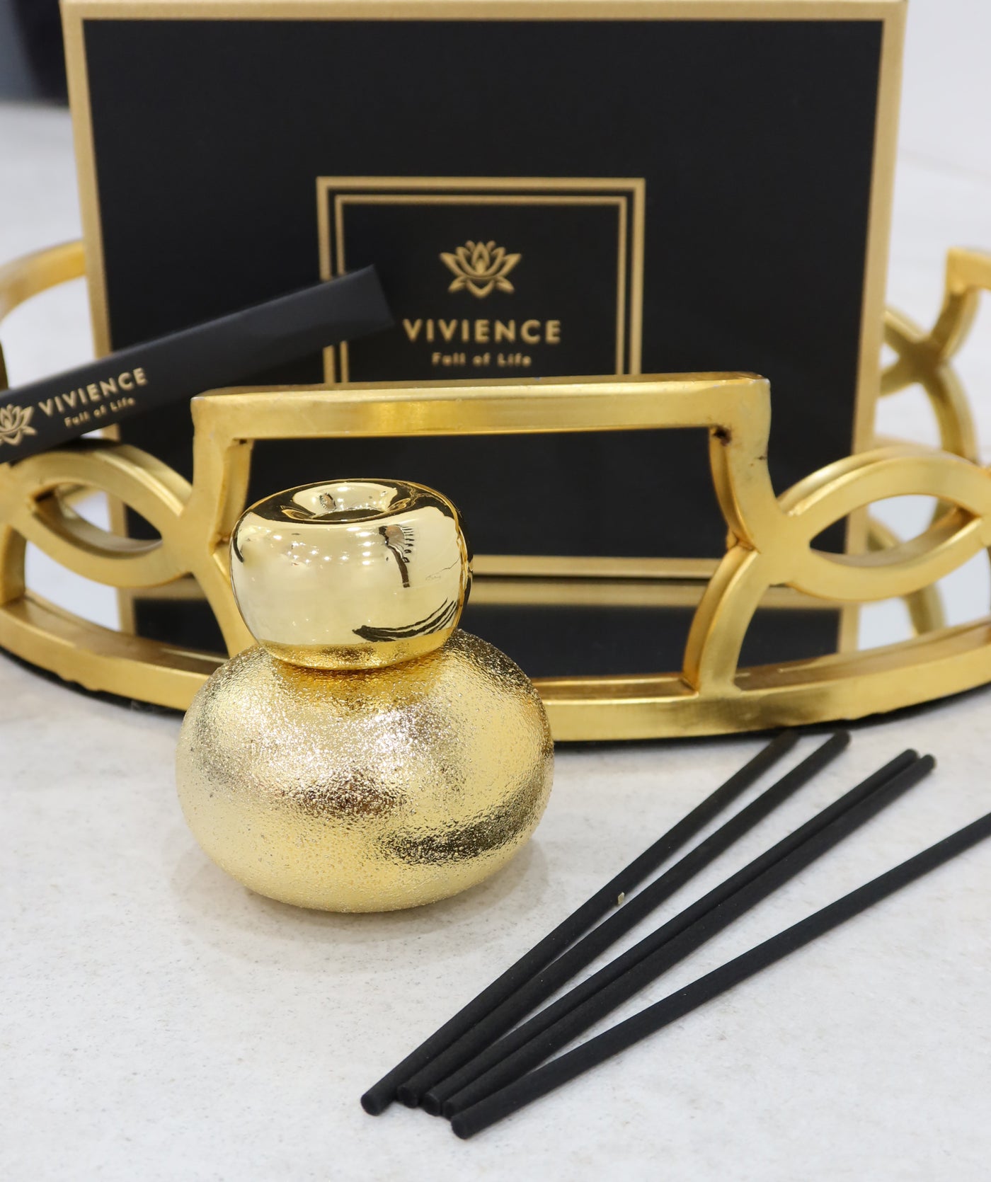 Gold Round Reed Diffuser, "Lily of The Valley" Scent