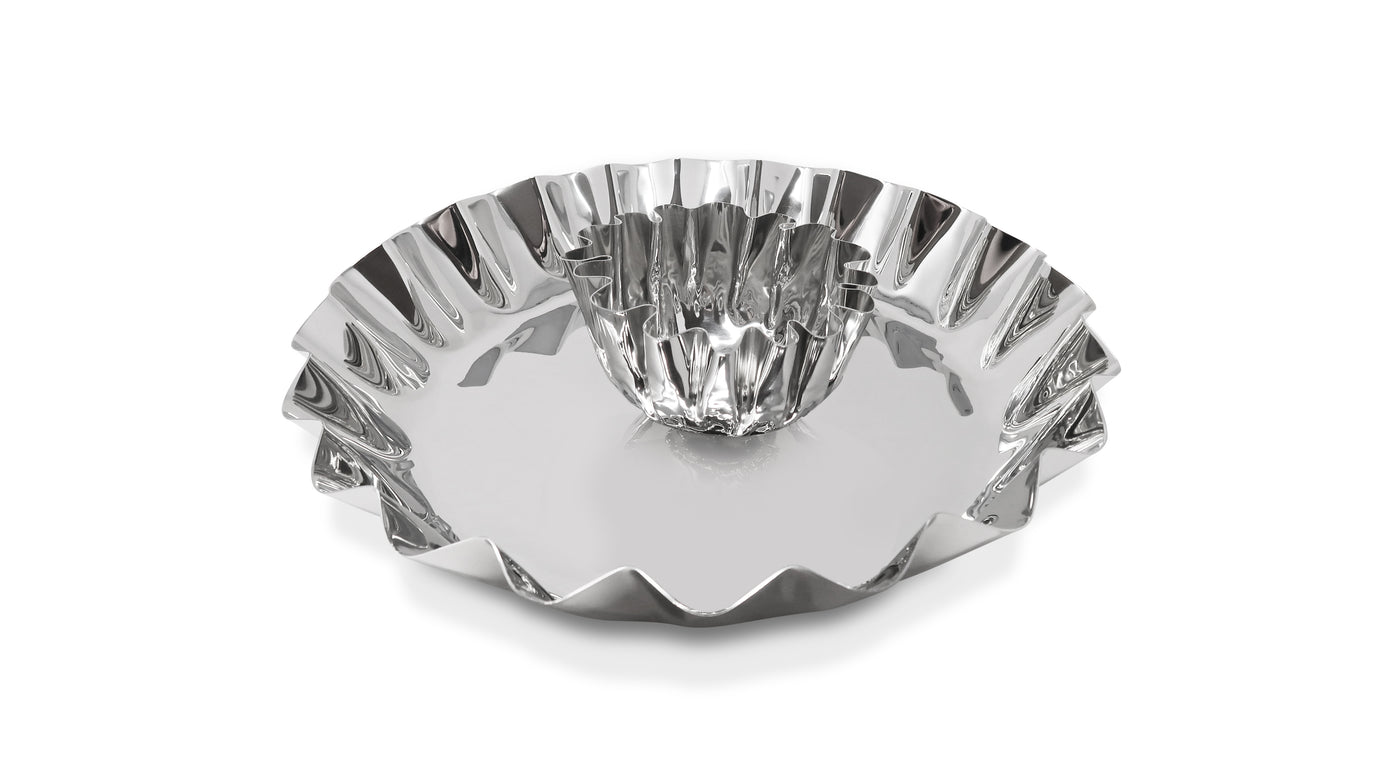 Stainless Steel Chip and Dip Bowl, 14.25"D