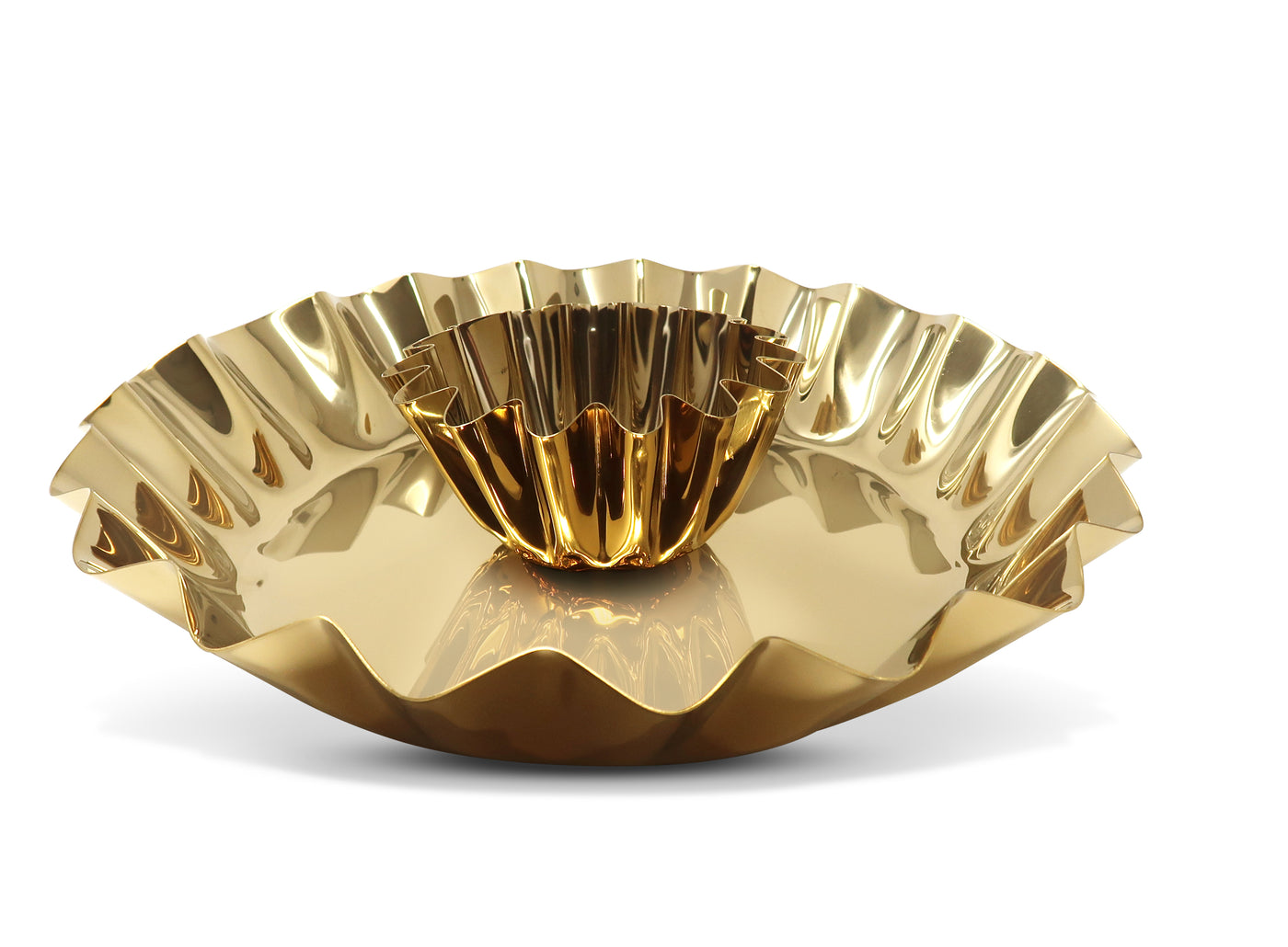 Stainless Steel Chip and Dip Bowl, 14.25"D