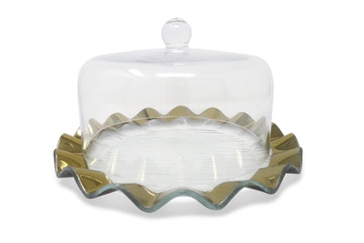 Glass Cake Dome with Scalloped Border