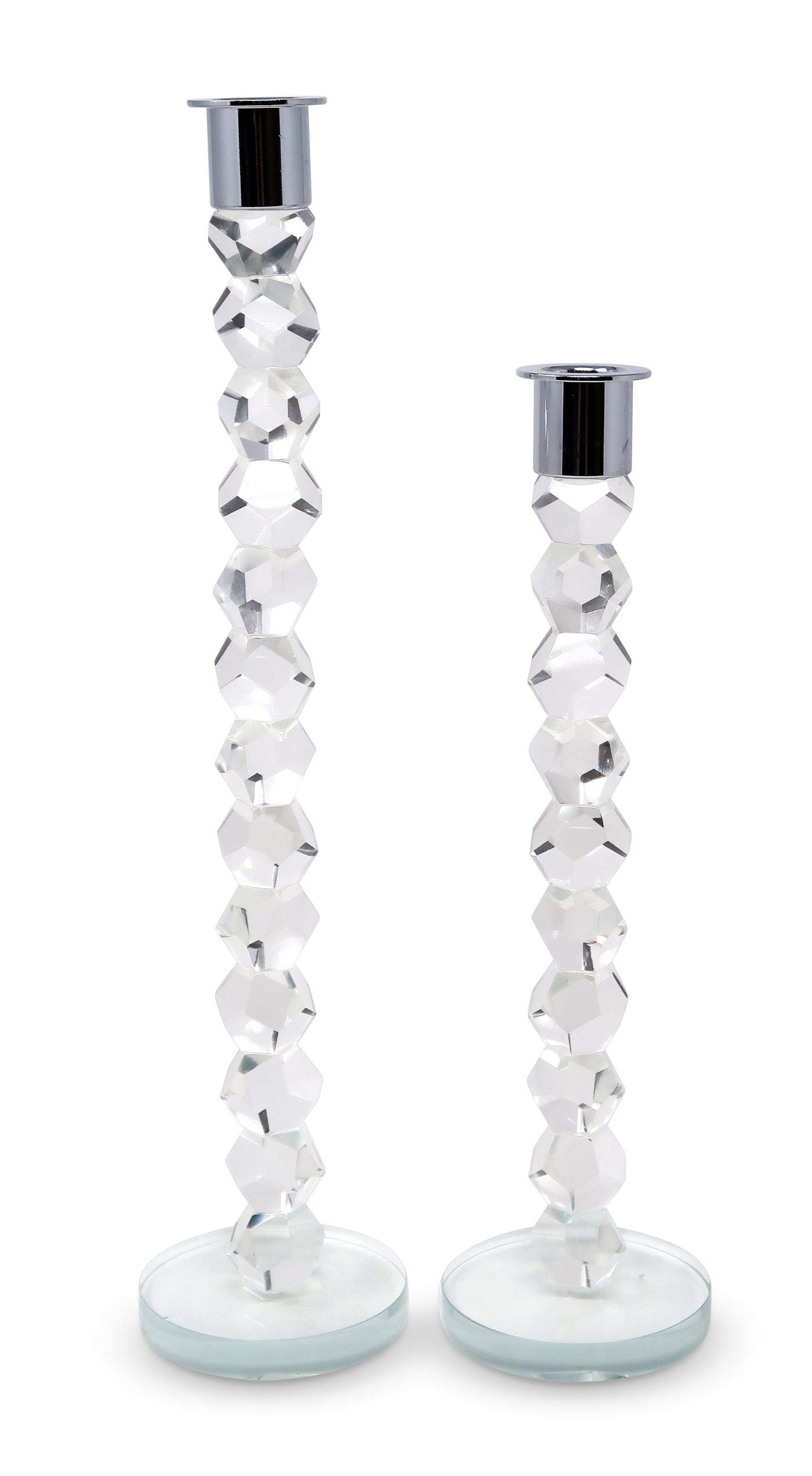 Crystal Dimensional Candlestick with Silver/Gold Tip (2 Sizes)