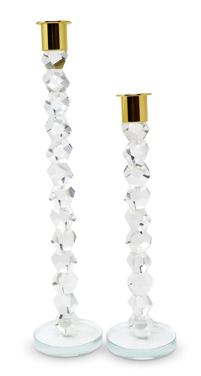 Crystal Dimensional Candlestick with Silver/Gold Tip (2 Sizes)