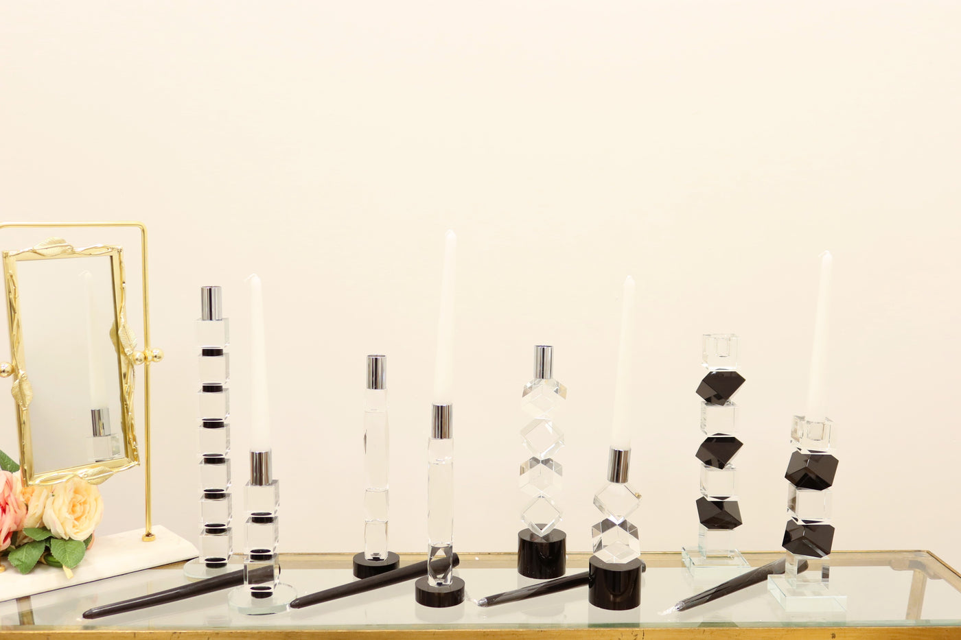 Crystal Candlestick with Diagonal Design(2 Sizes)