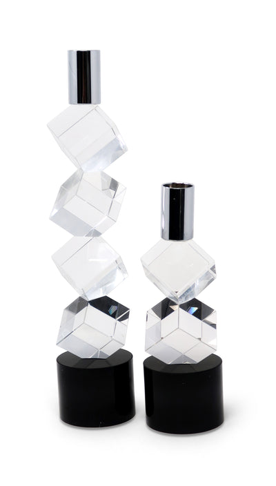 Crystal Candlestick with Diagonal Design(2 Sizes)