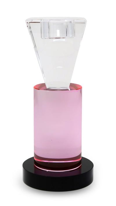 Pink and Clear Dimensional Crystal Candlestick