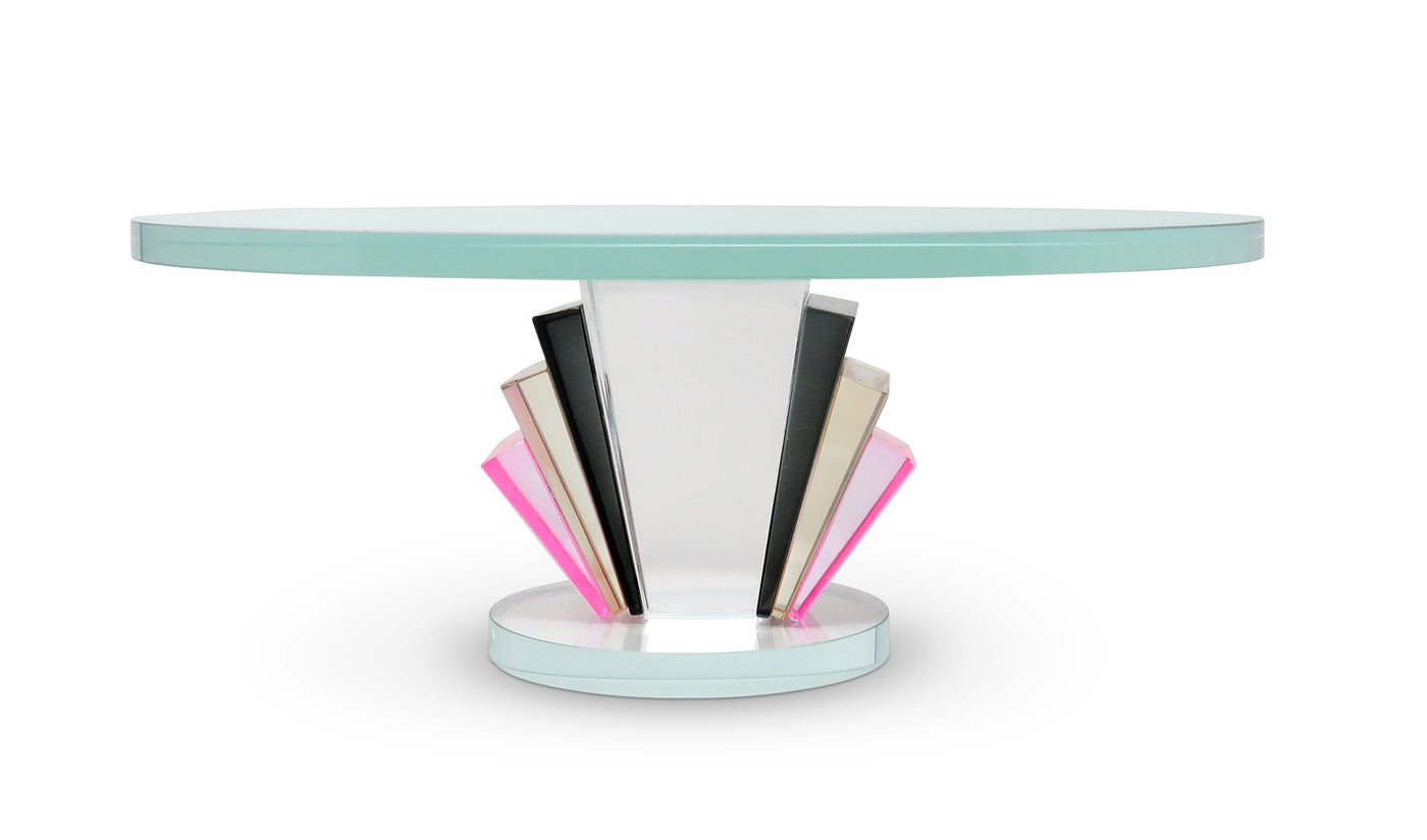 Crystal Cake Stand with Tri - Colored Base