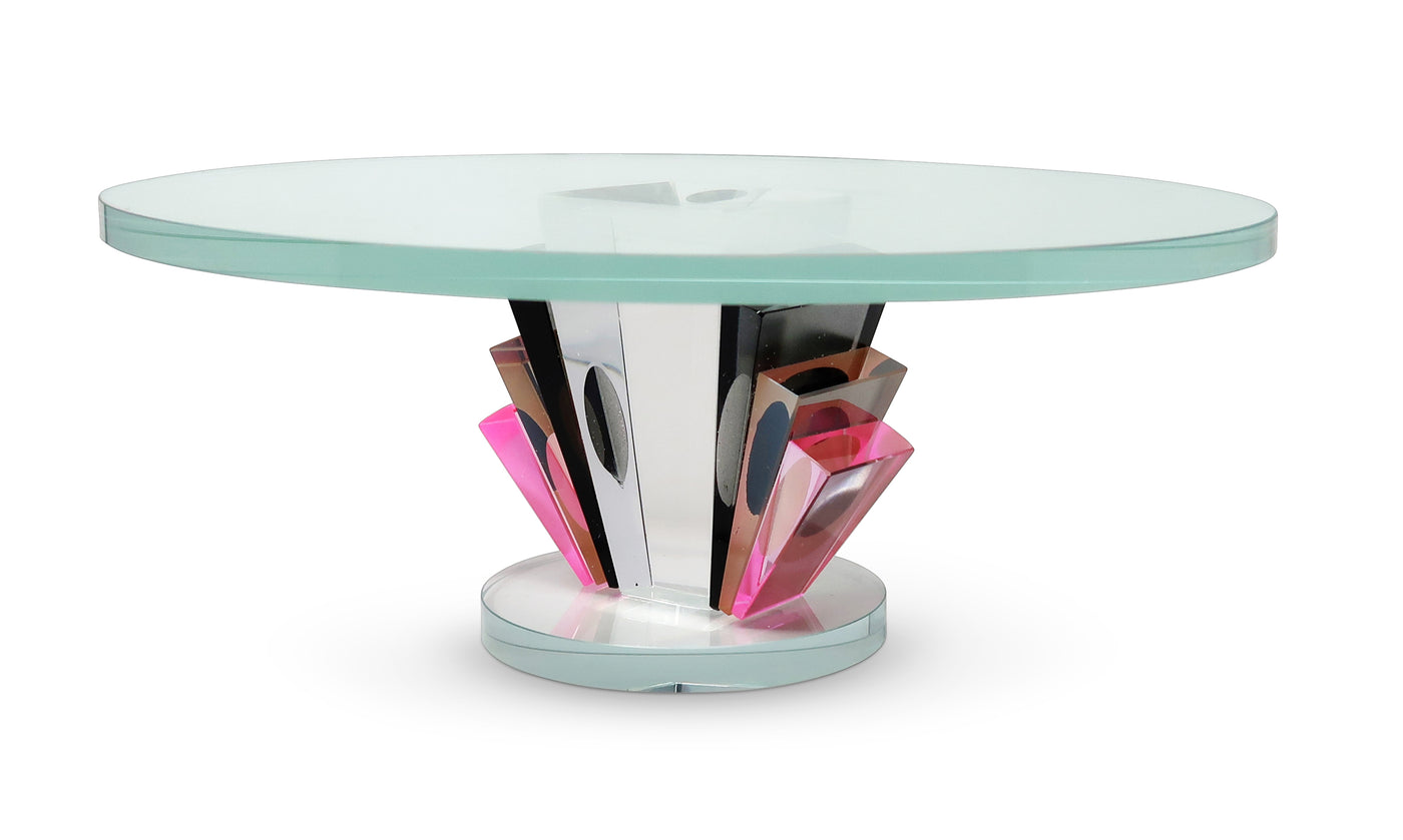 Crystal Cake Stand with Tri - Colored Base