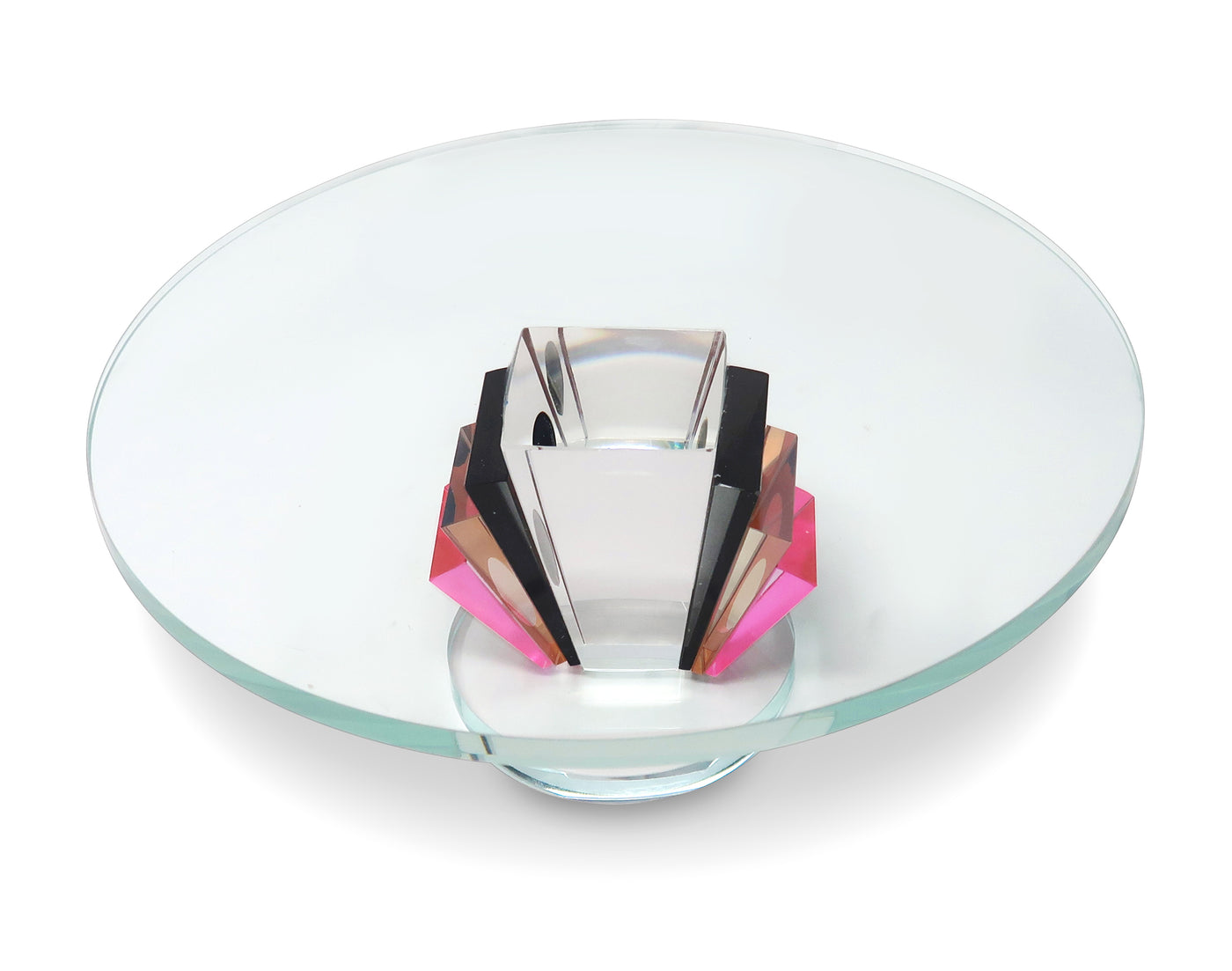 Crystal Cake Stand with Tri - Colored Base