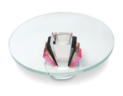 Crystal Cake Stand with Tri - Colored Base