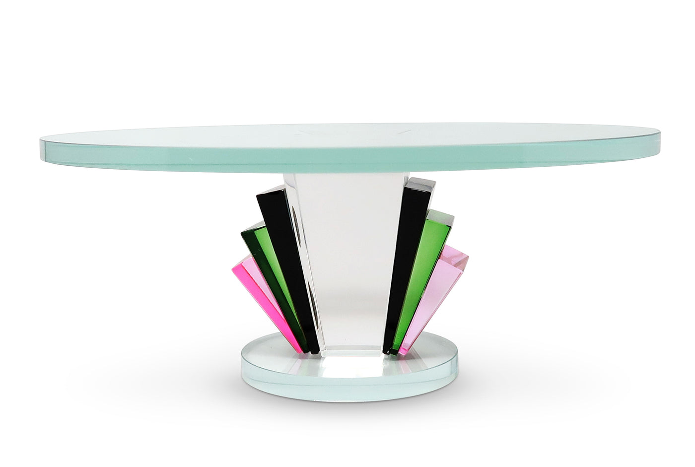 Crystal Cake Stand with Tri - Colored Base