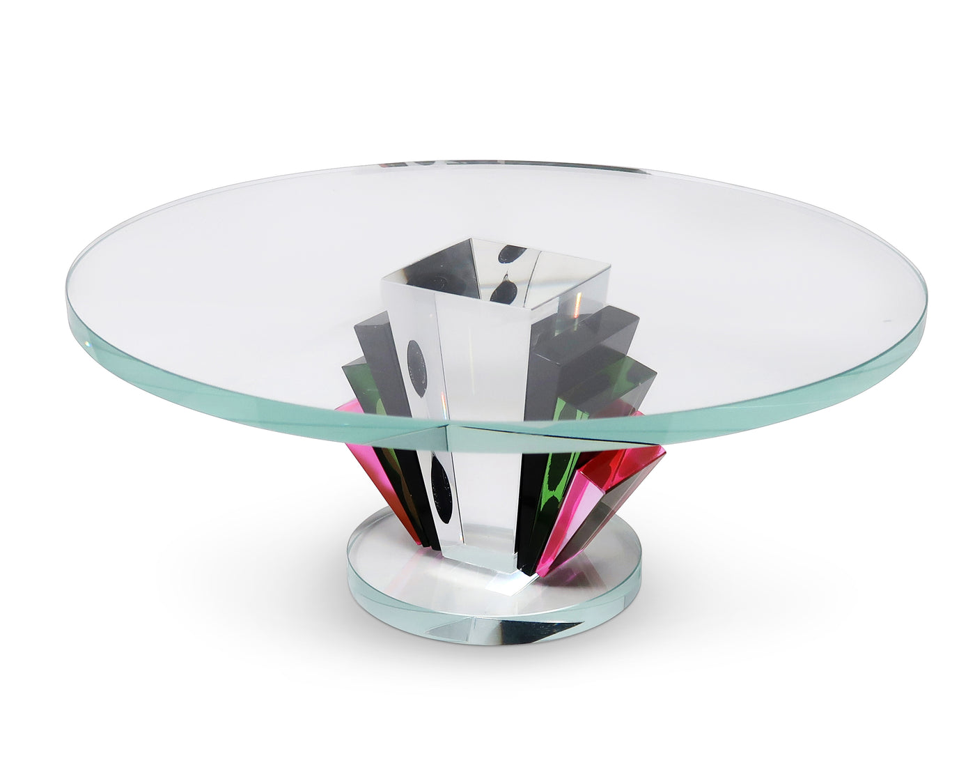 Crystal Cake Stand with Tri - Colored Base