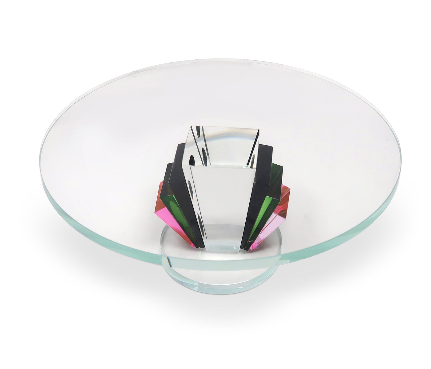 Crystal Cake Stand with Tri - Colored Base