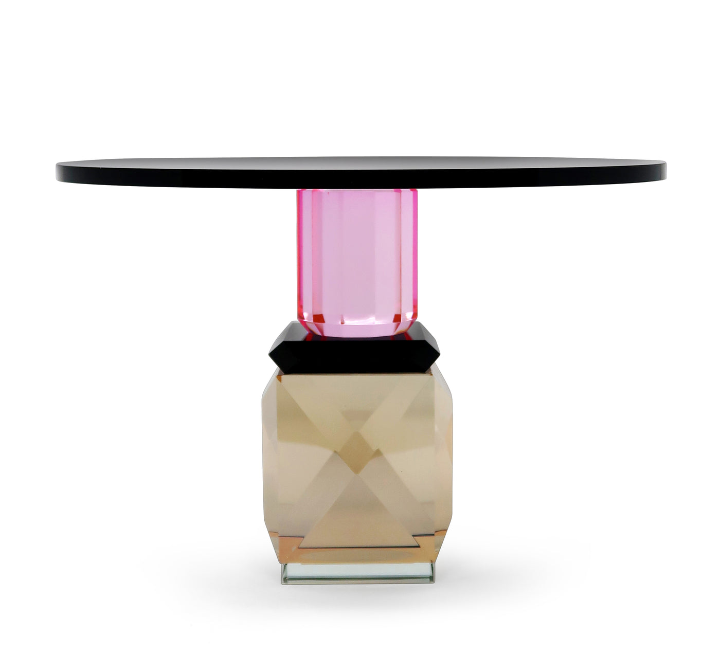 Black Crystal Cake Stand with Orange and Pink Base