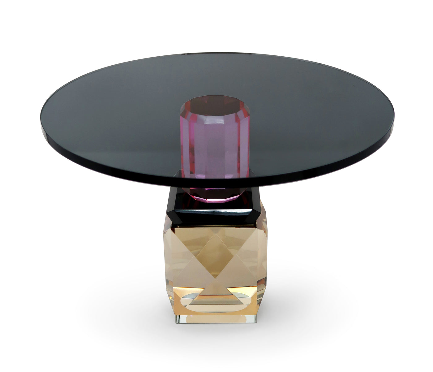 Black Crystal Cake Stand with Orange and Pink Base