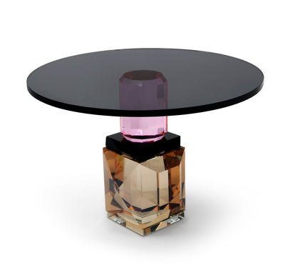 Black Crystal Cake Stand with Orange and Pink Base