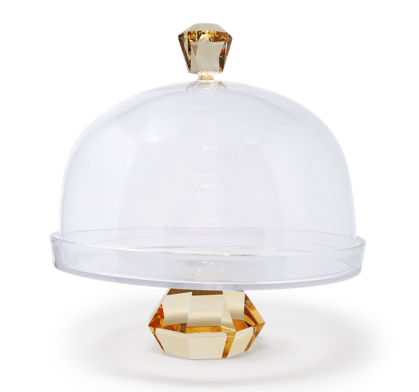 Glass Cake Dome with Colored Diamond Base and Knob, 13"D