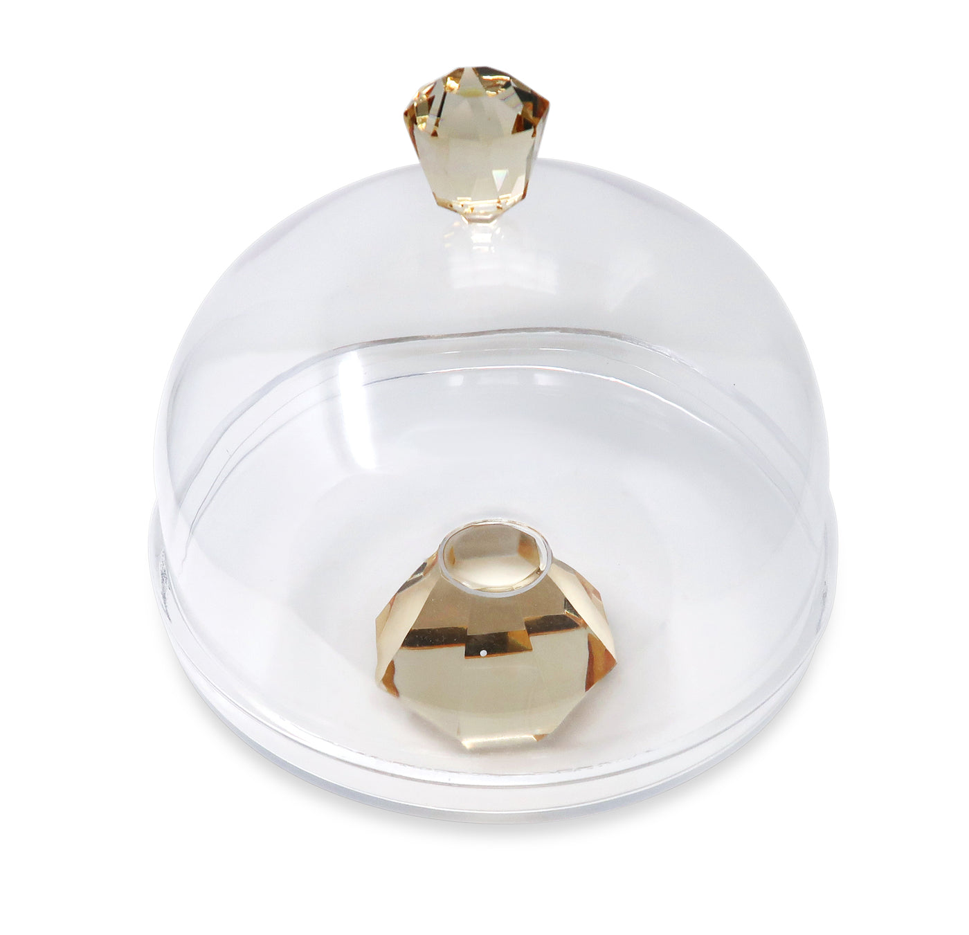 Glass Cake Dome with Colored Diamond Base and Knob, 13"D