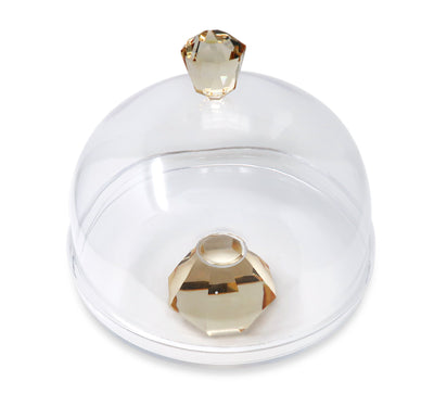 Glass Cake Dome with Colored Diamond Base and Knob, 13"D