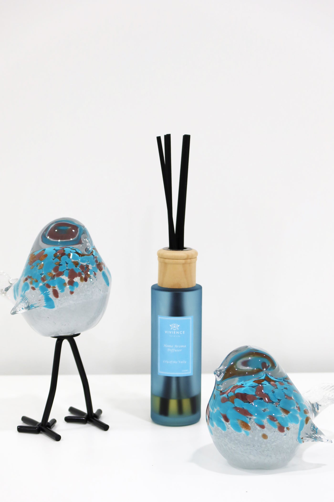 Round Blue Bottle Diffuser - "Lily of the Valley"